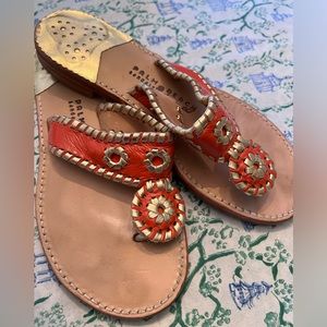 Coral, gold trim Palm Beach Sandals , sz 8 1/2